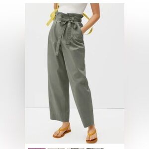 EVERLANE OLIVE GREEN PAPERBAG PANTS ORGANIC COTTON SIZE MEDIUM